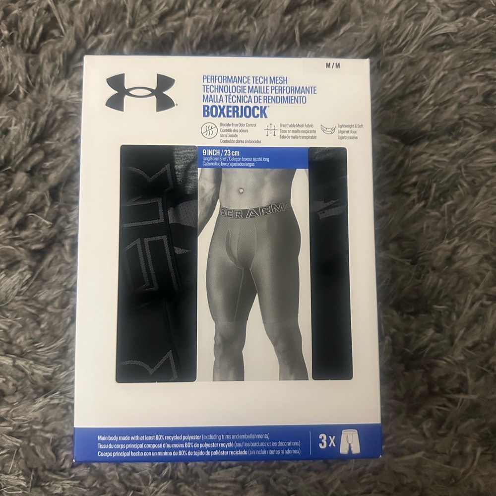 Under Armour Men's Black tech mesh Boxerjock, 3-pack, size medium